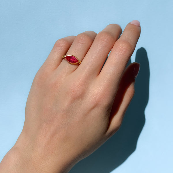 Red Spinel Marquise Swivel Ring