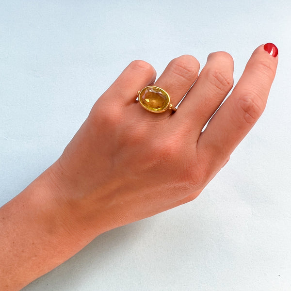 Yellow Tourmaline Swivel Ring