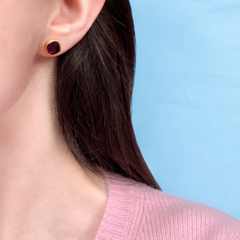 Pink Tourmaline Punky Studs