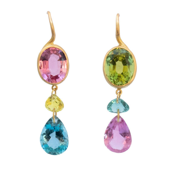 Tourmalines & Aquamarine Elizabeth T. Earrings