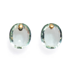 Green Quartz Oval Gem Studs