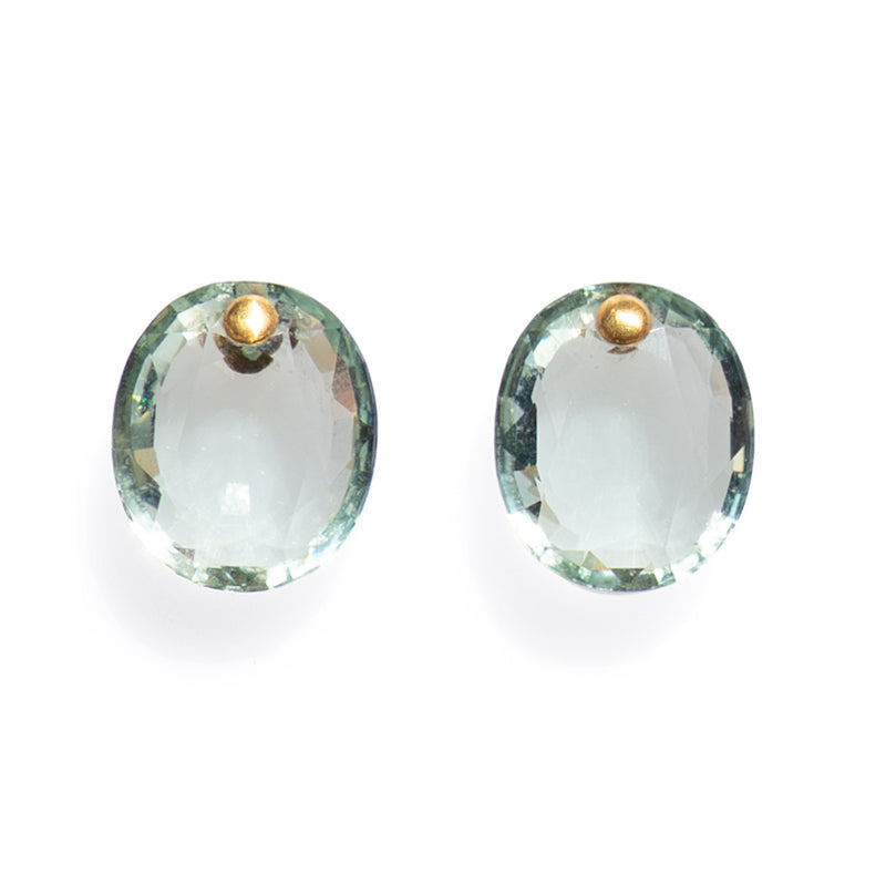 Green Quartz Oval Gem Studs