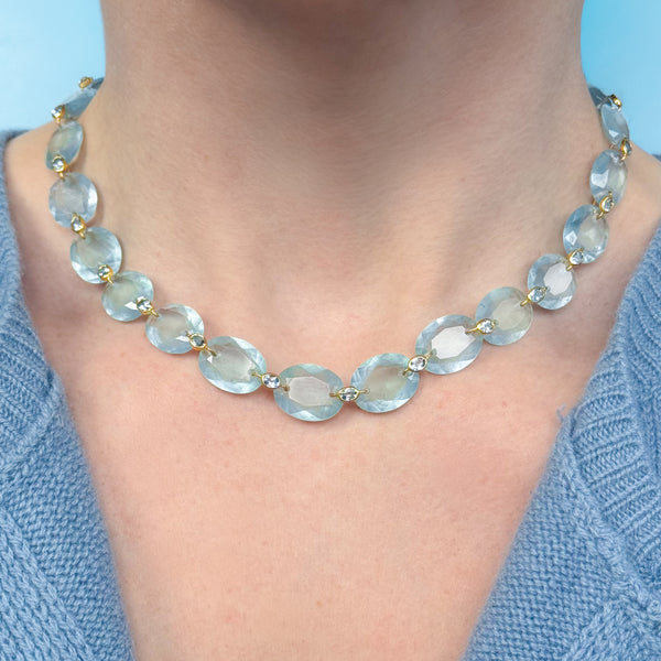 Smokey Aquamarine & Aquamarine Madame De Pompadour Necklace