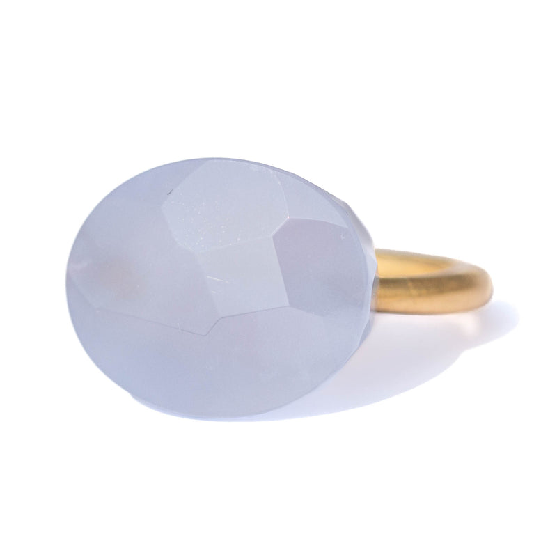 Blue Chalcedony Cabochon Ring