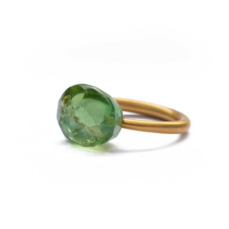 Green Tourmaline Cabochon Ring