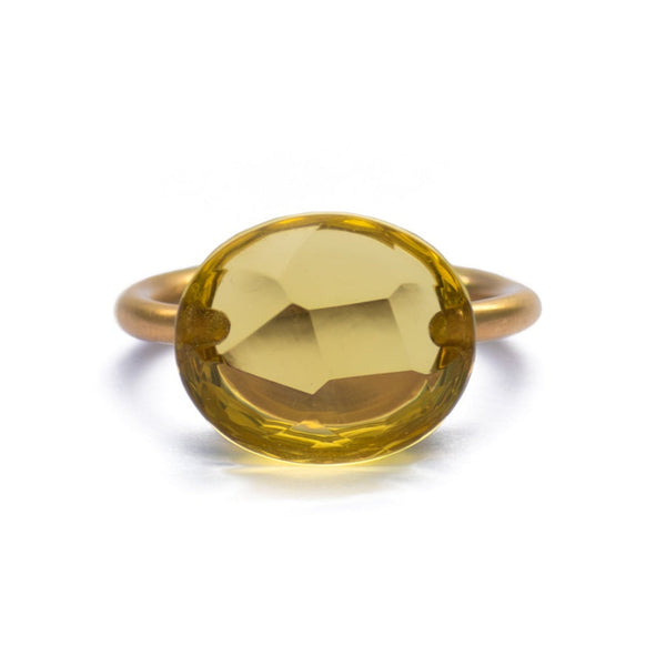 Lemon Quartz Cabochon Ring