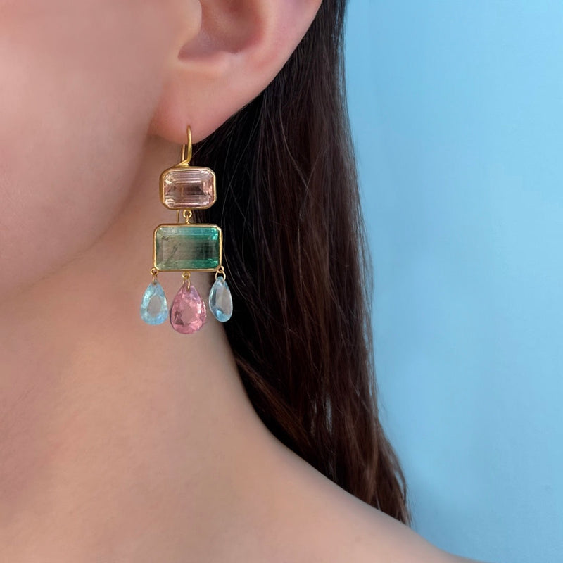 Aquamarine & Tourmaline Gabrielle D'Estrées Earrings