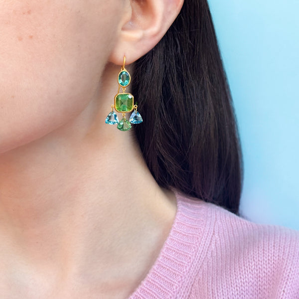 Green Tourmaline & Aquamarine Gabrielle D'Estrées Earrings