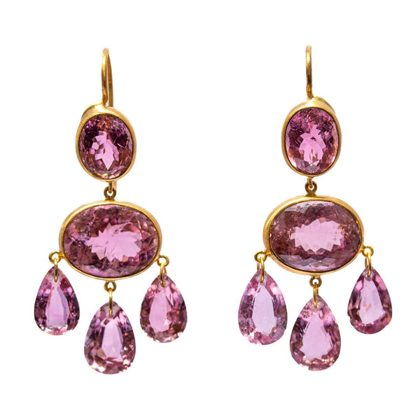 Pink Tourmaline Gabrielle d'Estrées Earrings