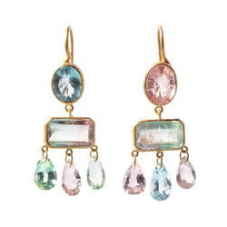 Aquamarine & Tourmaline Gabrielle D'Estrées Earrings