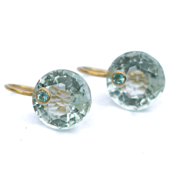 Small Green Quartz & Apatite  Gem Earrings