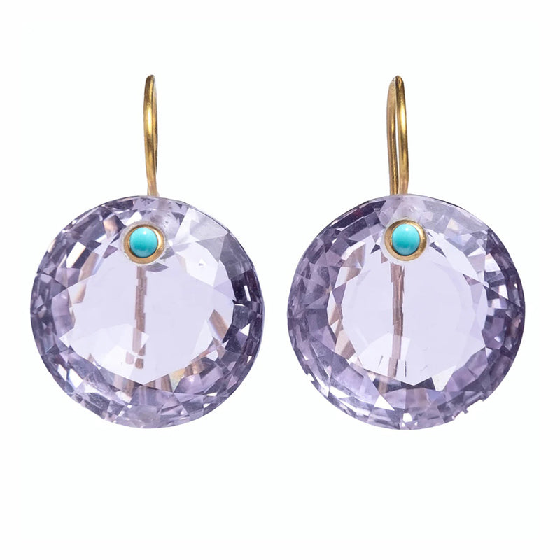 Extra Large Amethyst & Turquoise Gem Earrings