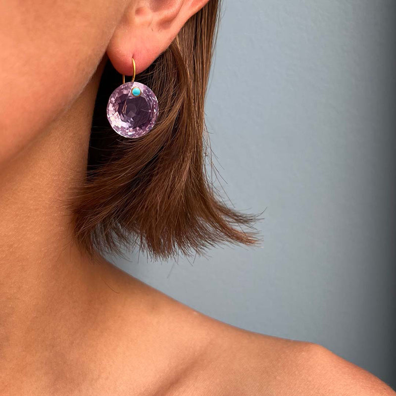 Extra Large Amethyst & Turquoise Gem Earrings