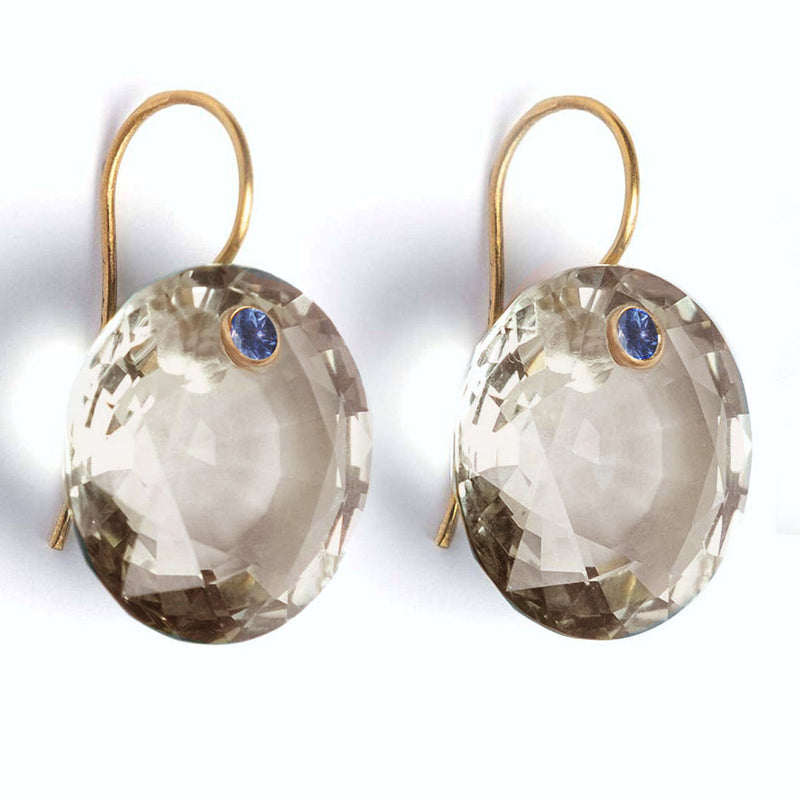 Extra Large Smokey Quartz & Tanzanite Gem Earrings