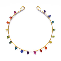 Rainbow Briolette Torque Necklace