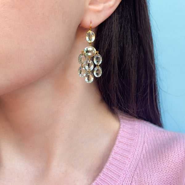 Green Quartz Chandelier Earrings