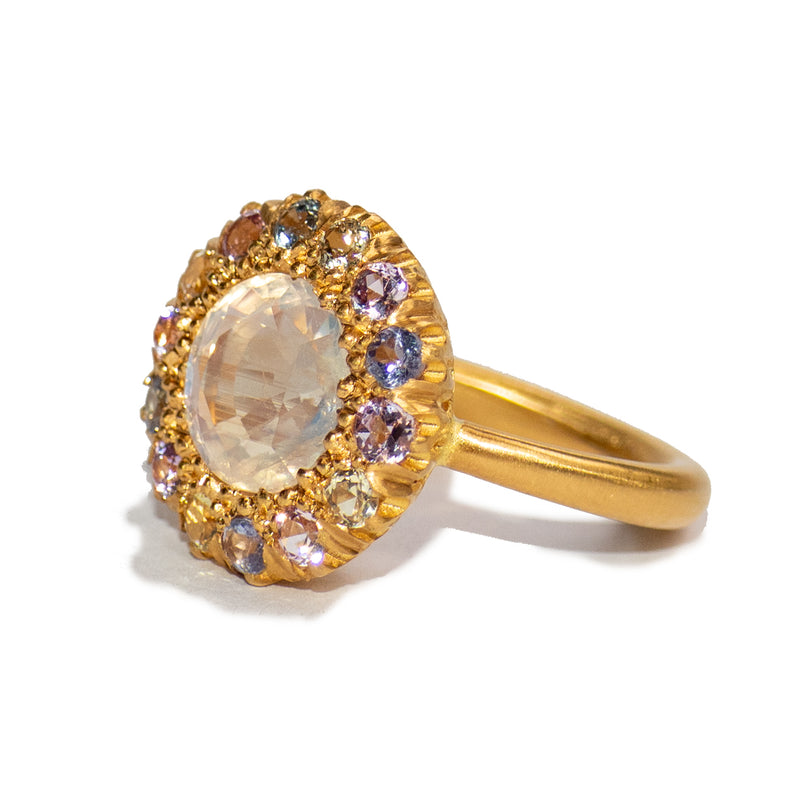 Rainbow Moonstone & Pastel Sapphire Princess D. Ring