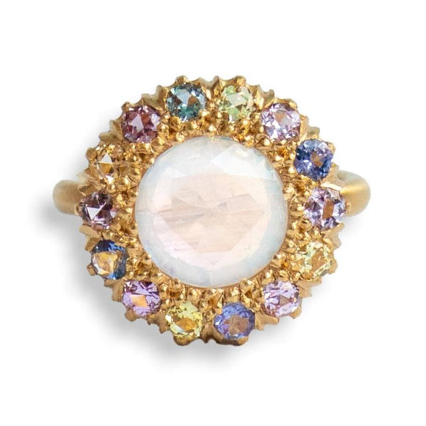 Rainbow Moonstone & Pastel Sapphire Princess D. Ring