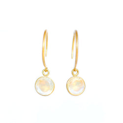 Rainbow Moonstone Dangling Bindi Hook Earrings
