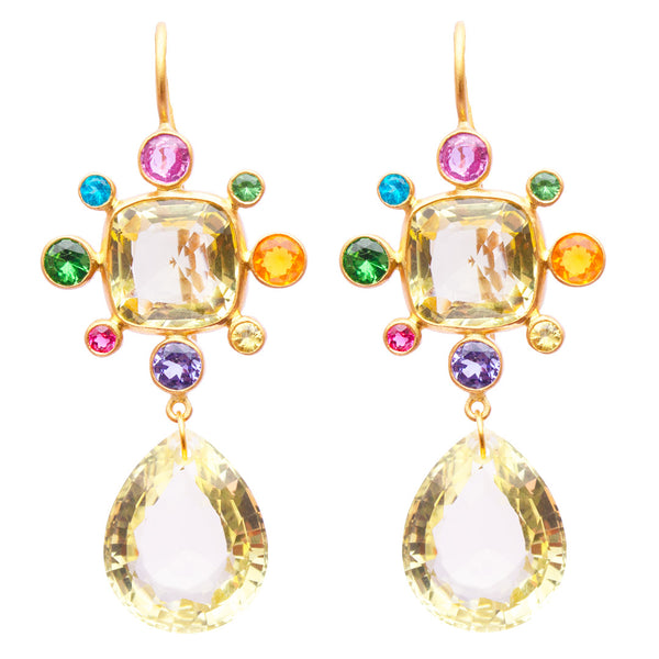 Lemon Quartz Byzantine Earrings