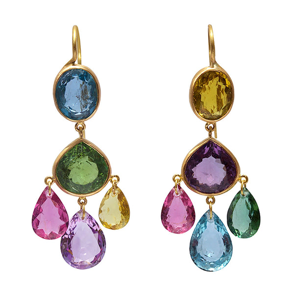 Tourmalines, Aquamarines & Amethyst Gabrielle D'Estrées Earrings