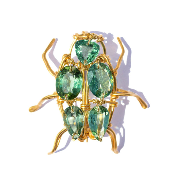 beetle collaboration  marie-christophe marie-helene-de-taillac green tourmaline and yellow gold
