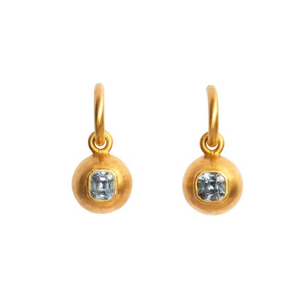 Small Blue Sapphire Sphere Earrings