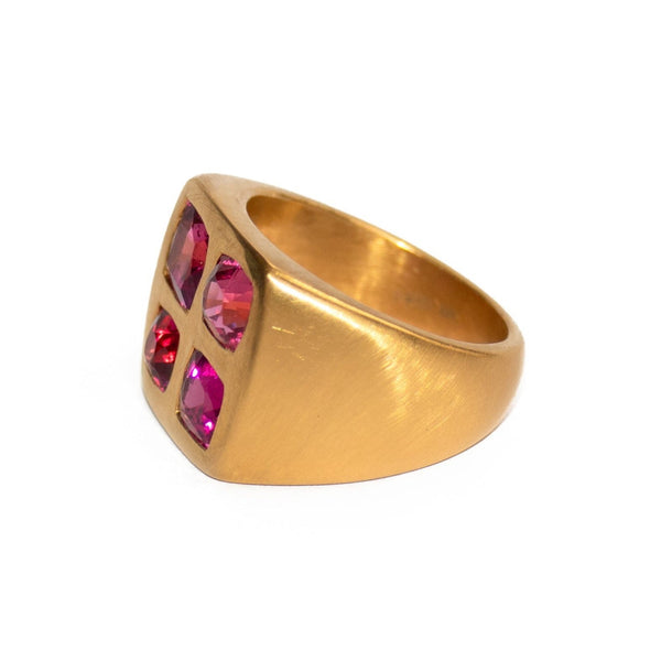 Rubellite, Pink Sapphire  & Spinel Mondrian Ring