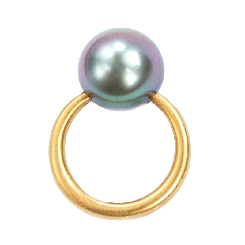 Grey Pearl Cabochon Ring