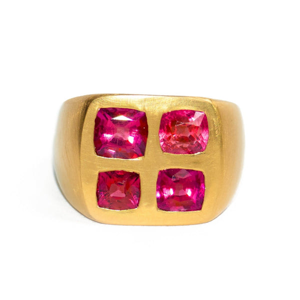 Rubellite, Pink Sapphire  & Spinel Mondrian Ring