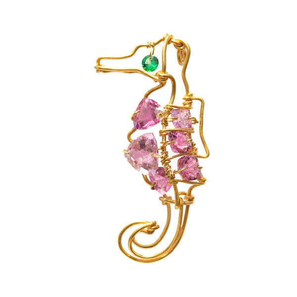 brooch seahorse collaboration marie christophe marie-helene-de-taillac pink tourmaline tsavorite