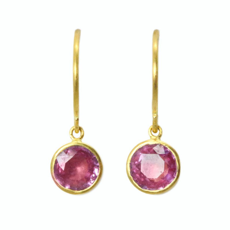 Pink Sapphire Dangling Bindi Earrings