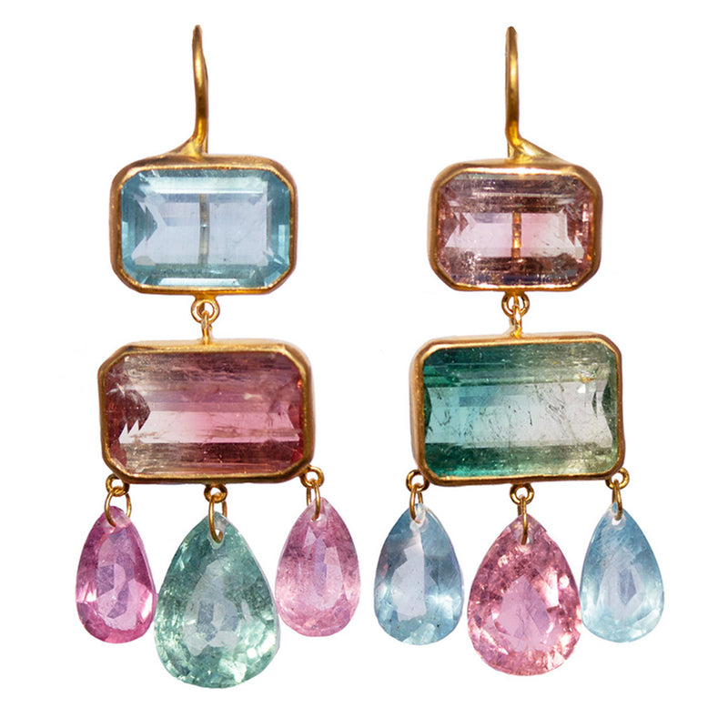Aquamarine & Tourmaline Gabrielle D'Estrées Earrings