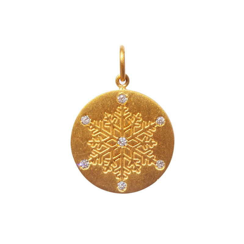 Charm-pendant-necklace-snowflake-diamond-medallion-gold-22k-gold-Marie-helene-de-taillac