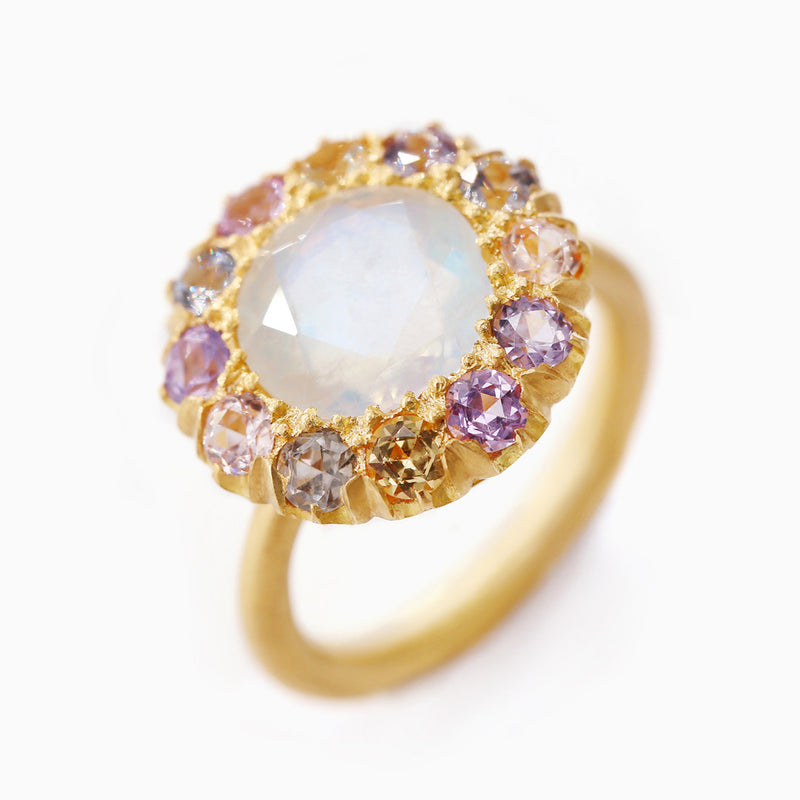 Rainbow Moonstone & Pastel Sapphire Princess D. Ring