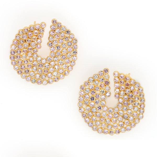 Small Mandala Pink Sapphires Studs