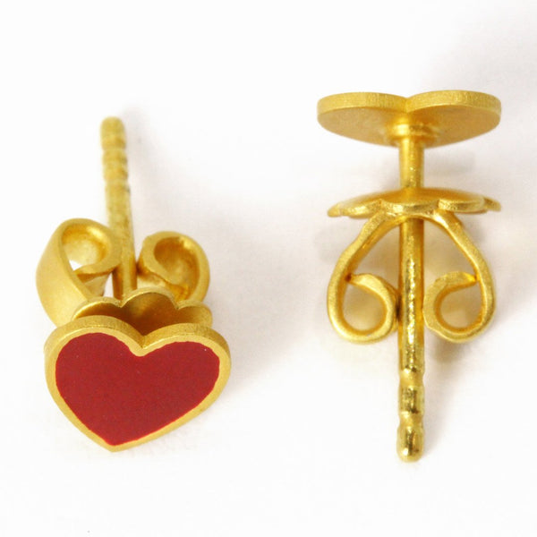 Enamel Heart Stud Earrings