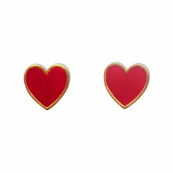 Enamel Heart Stud Earrings